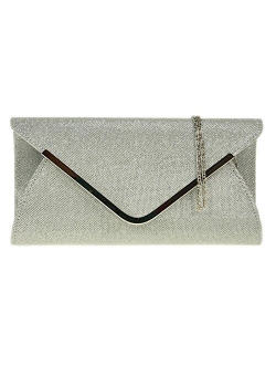 Girly Handbags Metallic Woven Clutch Bag