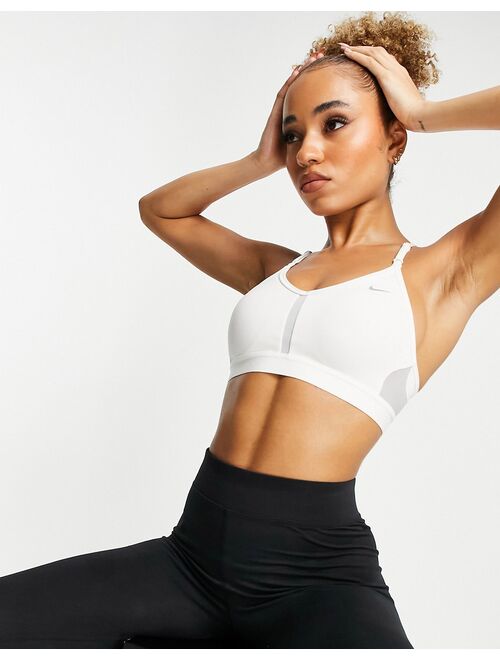 Nike Training Dri-FIT Indy v-neck light-support padded sports bra in white