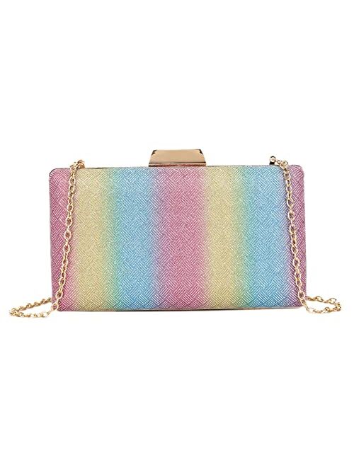 Girly Handbags Womens Glitter Knitting Hard Case Clutch Bag Evening