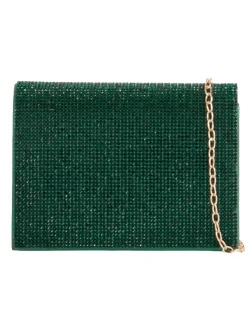 Girly Handbags Womens Glitter Diamante Flap Evening Clutch Bag