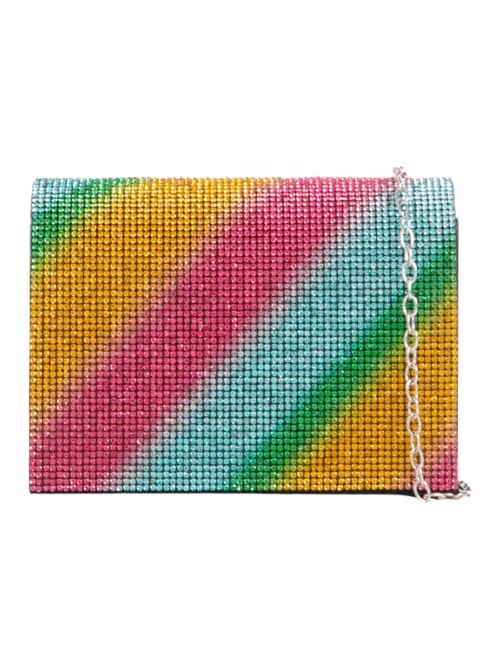 Girly Handbags Womens Glitter Diamante Flap Evening Clutch Bag