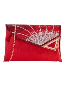 Girly Handbags Womens Oversized Rhinestones Corner Clutch Bag Evening