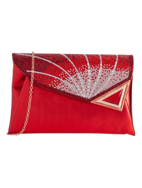 Girly Handbags Womens Oversized Rhinestones Corner Clutch Bag Evening