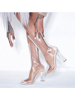 Ella-1 Womens Clear Perspex Dress Boots