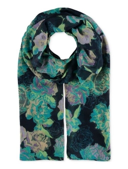 FRAAS Women's Big Flower Patterned Lightweight Oblong Scarf