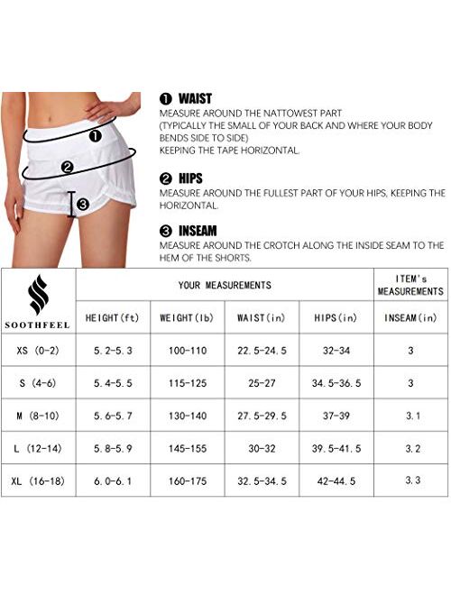 Soothfeel Women's Running Shorts with Zipper Pocket 3 Inch Quick-Dry Workout Athletic Gym Shorts for Women