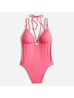 Strappy plunge one-piece with beads