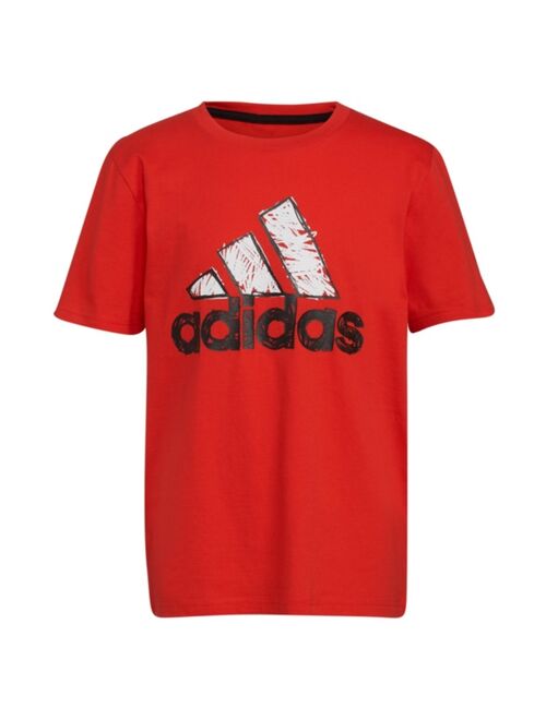 adidas Big Boys Short Sleeve Sketchy Badge of Sport T-shirt