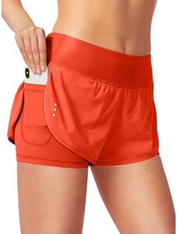 Soothfeel Womens 2 in 1 Running Shorts Workout Athletic Gym Yoga Shorts for Women with Phone Pockets