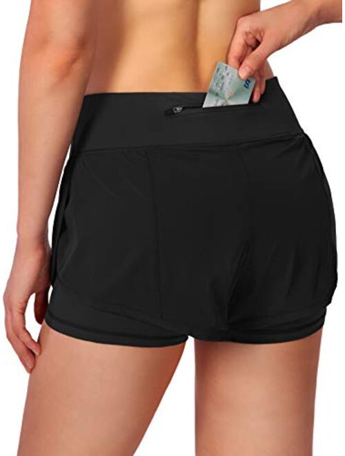 Soothfeel Womens 2 in 1 Running Shorts Workout Athletic Gym Yoga Shorts for Women with Phone Pockets