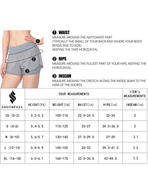 Soothfeel Womens 2 in 1 Running Shorts Workout Athletic Gym Yoga Shorts for Women with Phone Pockets