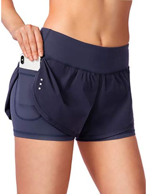 Soothfeel Womens 2 in 1 Running Shorts Workout Athletic Gym Yoga Shorts for Women with Phone Pockets