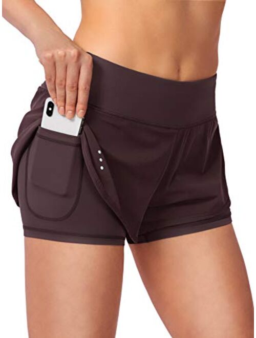 Soothfeel Womens 2 in 1 Running Shorts Workout Athletic Gym Yoga Shorts for Women with Phone Pockets