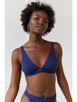 Ribbed Cotton Plunge Bralette