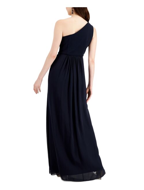 Adrianna Papell One-Shoulder Chiffon Gown