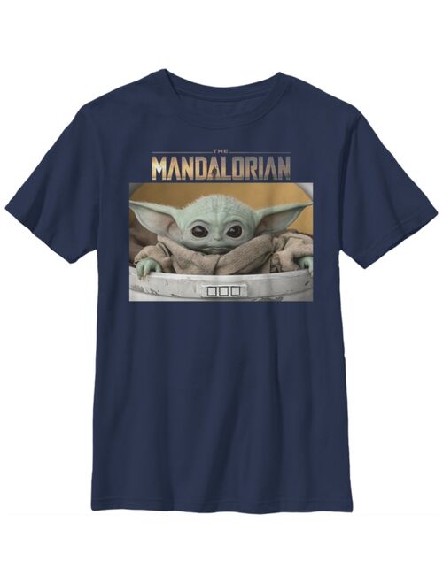 Fifth Sun Star Wars The Mandalorian Big Boys The Child Big Eyes Portrait Logo Short Sleeve T-shirt