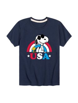 Boy 8-20 Peanuts Snoopy "USA" Rainbow Graphic Tee