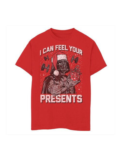 Boys 8-20 Star Wars Christmas Darth Vader "I Can Feel Your Presents" Tee