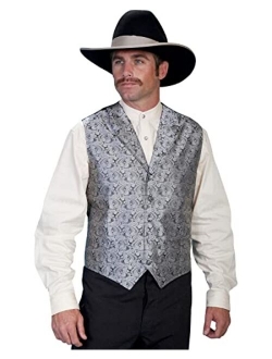 Men's Cream Paisley Vest - Rw093-Crm