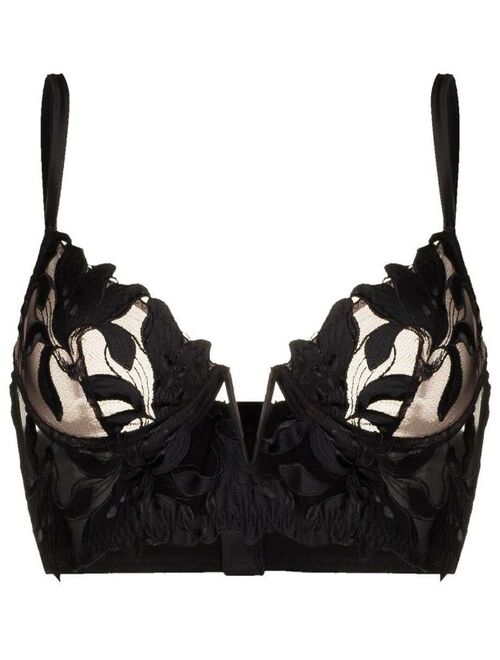 Fleur Du Mal Lily Embroidery longline demi bra