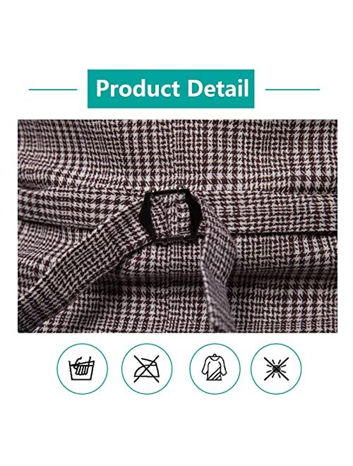 Generic Suit Vest, Slim Fit Plaid V Neck Lapel Waistcoat with 5 Buttons Fashion Casual Vest Tank Top for Jacket Tuxedo (Color : Gray, Size : Medium)