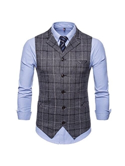 COTTORY Men's 5 Button Notch Lapel Slim Fit Waistcoat Dress Suit Vest