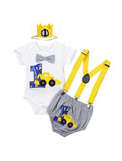 1st Birthday Outfit For Boys Space Romper Suspenders Pants Gentleman First Birthday Cake Smash Photoshoot Clothes