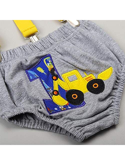 IBTOM CASTLE 1st Birthday Outfit For Boys Space Romper Suspenders Pants Gentleman First Birthday Cake Smash Photoshoot Clothes