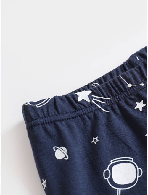 Shein Boys Astronaut & Star Print Snug Fit PJ Set