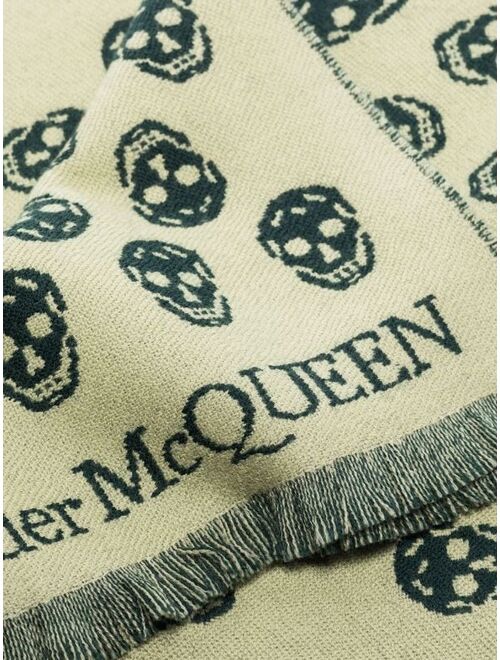 Alexander McQueen skull-print fringed-edge scarf