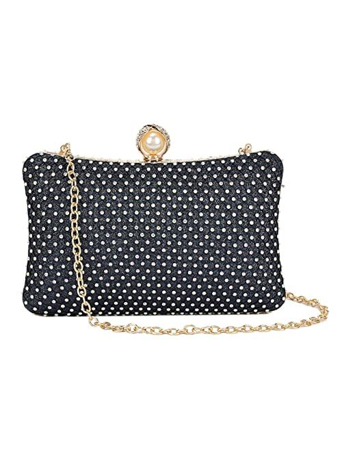 Girly Handbags Womens Diamante Glitter Compact Clutch Bag