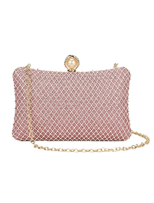 Girly Handbags Womens Diamante Glitter Compact Clutch Bag