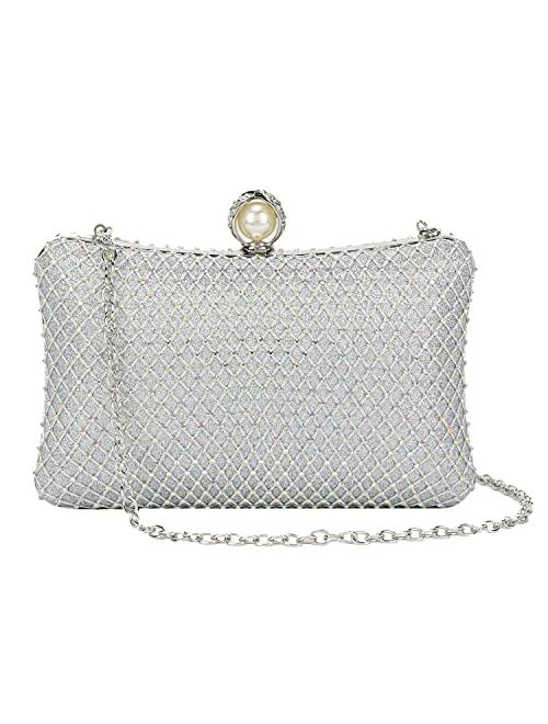 Girly Handbags Womens Diamante Glitter Compact Clutch Bag