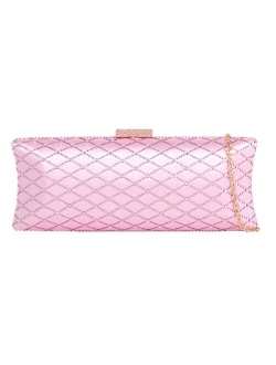 Girly Handbags Womens Satin Beaded Hard Case Clutch Bag