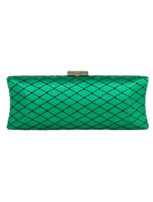 Girly Handbags Womens Satin Beaded Hard Case Clutch Bag