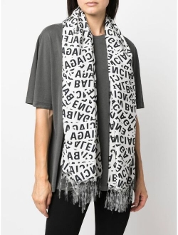logo-print silk scarf