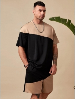 Extended Sizes Men Two Tone Tee & Shorts