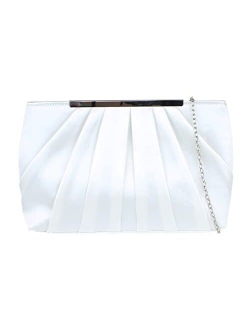 Girly Handbags Womens Satin Pleated Top Frame Clutch Bag