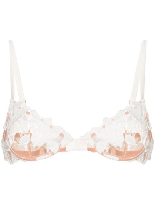 Fleur Du Mal Lily embroidered plunge demi-bra