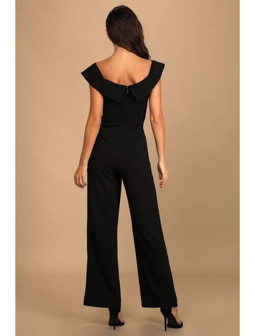 Lulus Love Me Tomorrow Black Off-the-Shoulder Wide-Leg Jumpsuit