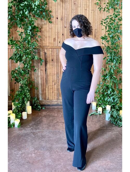 Lulus Love Me Tomorrow Black Off-the-Shoulder Wide-Leg Jumpsuit