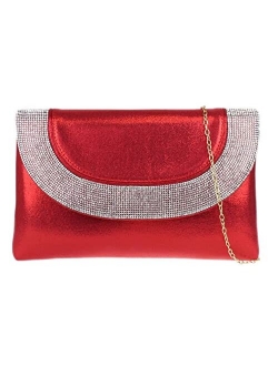 Girly Handbags Womens Glitter Flat Diamante Clutch Bag