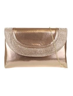 Girly Handbags Womens Glitter Flat Diamante Clutch Bag