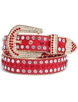 Balteus Women Men Rhinestone Belt,Fashion Western Cowgirl Cowboy Bling Studded Design Leather Belt Diamond Belt for Jeans