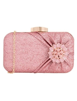 Girly Handbags Womens Glitter Brooch Hard Compact Clutch Bag