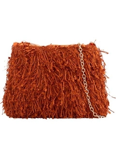 Girly Handbags Womens Fringe Textile Clutch Bag