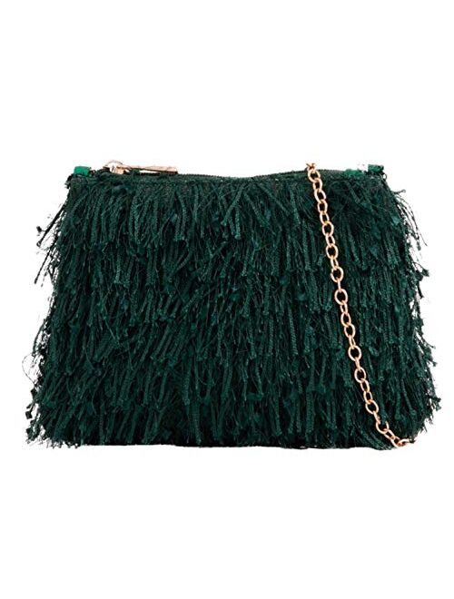 Girly Handbags Womens Fringe Textile Clutch Bag