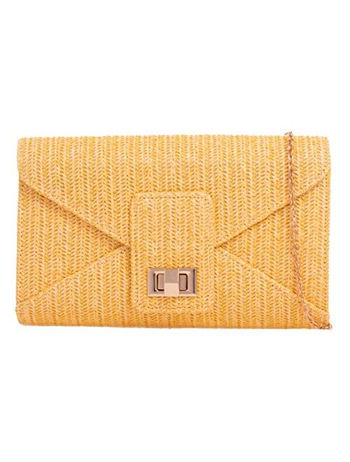 Girly Handbags Womens Woven Look Clutch Bag