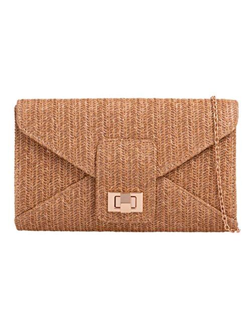 Girly Handbags Womens Woven Look Clutch Bag