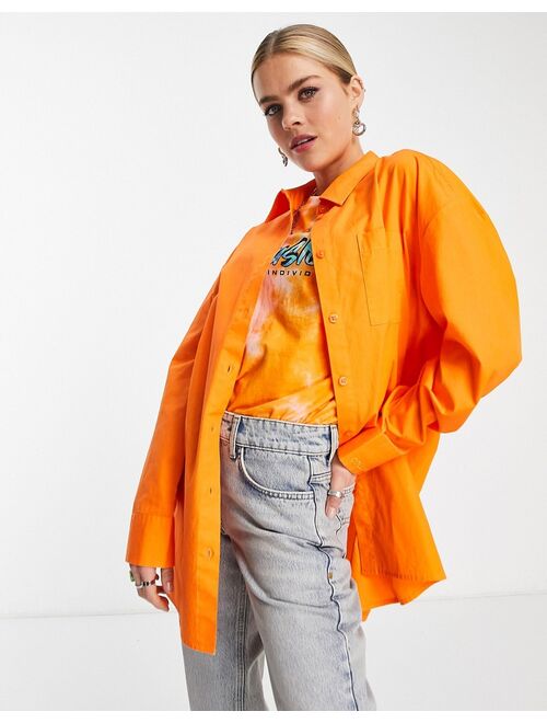 COLLUSION oversized shirt in bright orange